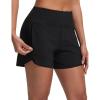 image:imagebaleaf Womens 4 High Waisted Swim Board Shorts Quick Dry UPF50 with Zipper PocketsBlack