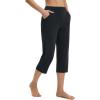 image:imagebaleaf Womens Capri Pants High Waisted Straight Leg Yoga Capris Leggings with Pockets Crop Workout 21 Summer PantsBlack