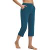 image:imagebaleaf Womens Capri Pants High Waisted Straight Leg Yoga Capris Leggings with Pockets Crop Workout 21 Summer PantsBlue