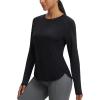 image:imagebaleaf Womens Long Sleeve Workout Tops Atheltic Cooling Shirts UPF 50 Soft Quick Dry Lightweight Running Gym Outdoor HikingBlack