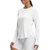 image:imagebaleaf Womens Long Sleeve Workout Tops Atheltic Cooling Shirts UPF 50 Soft Quick Dry Lightweight Running Gym Outdoor HikingWhite