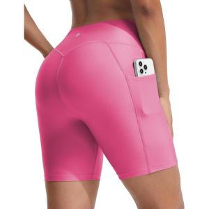image:imageBALEAF Womens 6 High Waisted Swim Shorts UPF 50 Tummy Control Board Shorts with Liner and PocketsPink