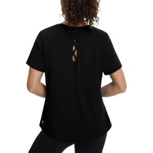 image:imageBALEAF Womens Short Sleeve Workout Shirts UPF 50 Open Back Tops Sun Protection Athletic Yoga TShirtsBlack