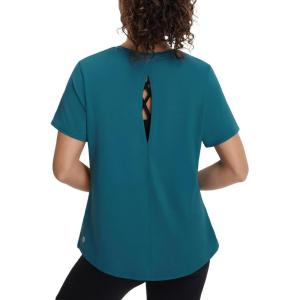 image:imageBALEAF Womens Short Sleeve Workout Shirts UPF 50 Open Back Tops Sun Protection Athletic Yoga TShirtsBlue