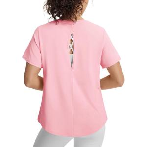 image:imageBALEAF Womens Short Sleeve Workout Shirts UPF 50 Open Back Tops Sun Protection Athletic Yoga TShirtsLight Pink