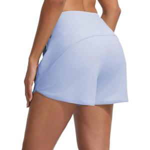 image:imagebaleaf Womens 4 High Waisted Swim Board Shorts Quick Dry UPF50 with Zipper PocketsLight Blue