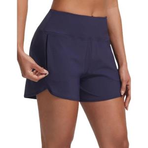 image:imagebaleaf Womens 4 High Waisted Swim Board Shorts Quick Dry UPF50 with Zipper PocketsNavy Blue