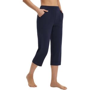 image:imagebaleaf Womens Capri Pants High Waisted Straight Leg Yoga Capris Leggings with Pockets Crop Workout 21 Summer PantsNavy Blue