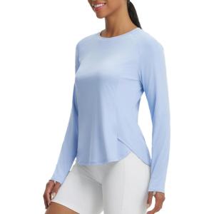 image:imagebaleaf Womens Long Sleeve Workout Tops Atheltic Cooling Shirts UPF 50 Soft Quick Dry Lightweight Running Gym Outdoor HikingBlue