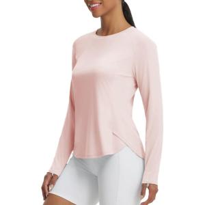 image:imagebaleaf Womens Long Sleeve Workout Tops Atheltic Cooling Shirts UPF 50 Soft Quick Dry Lightweight Running Gym Outdoor HikingPink
