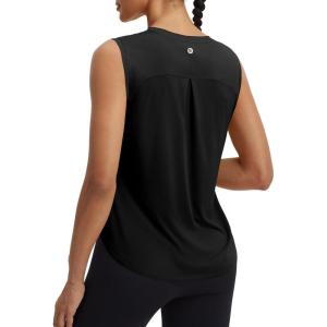 image:imagebaleaf Womens Sleeveless Athletic Tops Workout Tank Tops Running UPF 50 Breathable Lightweight Tennis Dry Loose FitBlack