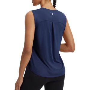 image:imagebaleaf Womens Sleeveless Athletic Tops Workout Tank Tops Running UPF 50 Breathable Lightweight Tennis Dry Loose FitNavy Blue
