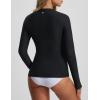 image:imagebaleaf Half Zip UPF50 Rash Guard for Women Long Sleeve Sun Protection Swim Shirts Quick Dry Swimsuits Top with Thumb HoleBlack