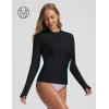 image:imagebaleaf Half Zip UPF50 Rash Guard for Women Long Sleeve Sun Protection Swim Shirts Quick Dry Swimsuits Top with Thumb HoleBlack