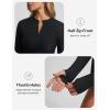 image:imagebaleaf Half Zip UPF50 Rash Guard for Women Long Sleeve Sun Protection Swim Shirts Quick Dry Swimsuits Top with Thumb HoleBlack