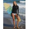 image:imagebaleaf Half Zip UPF50 Rash Guard for Women Long Sleeve Sun Protection Swim Shirts Quick Dry Swimsuits Top with Thumb HoleBlack