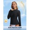 image:imagebaleaf Half Zip UPF50 Rash Guard for Women Long Sleeve Sun Protection Swim Shirts Quick Dry Swimsuits Top with Thumb HoleBlack