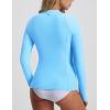 image:imagebaleaf Half Zip UPF50 Rash Guard for Women Long Sleeve Sun Protection Swim Shirts Quick Dry Swimsuits Top with Thumb HoleBlue