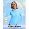 image:imagebaleaf Half Zip UPF50 Rash Guard for Women Long Sleeve Sun Protection Swim Shirts Quick Dry Swimsuits Top with Thumb HoleBlue