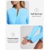 image:imagebaleaf Half Zip UPF50 Rash Guard for Women Long Sleeve Sun Protection Swim Shirts Quick Dry Swimsuits Top with Thumb HoleBlue