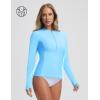 image:imagebaleaf Half Zip UPF50 Rash Guard for Women Long Sleeve Sun Protection Swim Shirts Quick Dry Swimsuits Top with Thumb HoleBlue