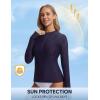image:imagebaleaf Half Zip UPF50 Rash Guard for Women Long Sleeve Sun Protection Swim Shirts Quick Dry Swimsuits Top with Thumb HoleNavy Blue