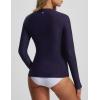 image:imagebaleaf Half Zip UPF50 Rash Guard for Women Long Sleeve Sun Protection Swim Shirts Quick Dry Swimsuits Top with Thumb HoleNavy Blue