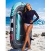 image:imagebaleaf Half Zip UPF50 Rash Guard for Women Long Sleeve Sun Protection Swim Shirts Quick Dry Swimsuits Top with Thumb HoleNavy Blue