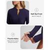 image:imagebaleaf Half Zip UPF50 Rash Guard for Women Long Sleeve Sun Protection Swim Shirts Quick Dry Swimsuits Top with Thumb HoleNavy Blue