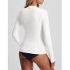 image:imagebaleaf Half Zip UPF50 Rash Guard for Women Long Sleeve Sun Protection Swim Shirts Quick Dry Swimsuits Top with Thumb HoleStar White