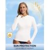 image:imagebaleaf Half Zip UPF50 Rash Guard for Women Long Sleeve Sun Protection Swim Shirts Quick Dry Swimsuits Top with Thumb HoleStar White