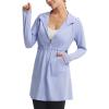 image:imagebaleaf Womens Sun Protection Long Jacket UPF 50 Hoodie Lightweight UV Rash Guard Cooling Cover Up SPF Swim Beach AthleticLight Blue