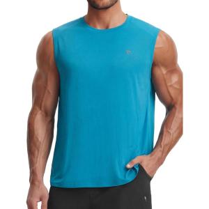 image:imagebaleaf Mens Sleeveless Shirts Gym Workout Tank Tops Swim Muscle T Shirt Quick Dry Sun Protection UPF 50 Athletic SportAqua Blue