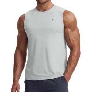 image:imagebaleaf Mens Sleeveless Shirts Gym Workout Tank Tops Swim Muscle T Shirt Quick Dry Sun Protection UPF 50 Athletic SportLight Gray