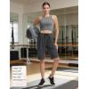 image:imagebaleaf Womens 12 Bermuda Long Shorts with Pockets High Waisted Stretch Knee Length Athletic Yoga ShortsHeather Black