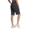 image:imagebaleaf Womens 12 Bermuda Long Shorts with Pockets High Waisted Stretch Knee Length Athletic Yoga ShortsHeather Black