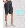 image:imagebaleaf Womens 12 Bermuda Long Shorts with Pockets High Waisted Stretch Knee Length Athletic Yoga ShortsHeather Black