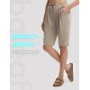 image:imagebaleaf Womens 12 Bermuda Long Shorts with Pockets High Waisted Stretch Knee Length Athletic Yoga ShortsHeather Khaki