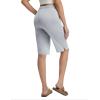 image:imagebaleaf Womens 12 Bermuda Long Shorts with Pockets High Waisted Stretch Knee Length Athletic Yoga ShortsHeather Light Gray