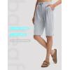 image:imagebaleaf Womens 12 Bermuda Long Shorts with Pockets High Waisted Stretch Knee Length Athletic Yoga ShortsHeather Light Gray