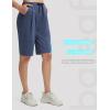 image:imagebaleaf Womens 12 Bermuda Long Shorts with Pockets High Waisted Stretch Knee Length Athletic Yoga ShortsHeather Navy Blue