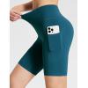 image:imagebaleaf Womens 8 5 3 Biker Shorts High Waist Yoga Workout Gym Running Volleyball Spandex Shorts with PocketsBlueclassic
