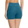 image:imagebaleaf Womens 8 5 3 Biker Shorts High Waist Yoga Workout Gym Running Volleyball Spandex Shorts with PocketsBlueclassic