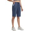 image:imagebaleaf Womens 12 Bermuda Long Shorts with Pockets High Waisted Stretch Knee Length Athletic Yoga ShortsHeather Navy Blue