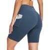 image:imagebaleaf Womens 8 5 3 Biker Shorts High Waist Yoga Workout Gym Running Volleyball Spandex Shorts with PocketsNavy Bluesofter