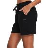 image:imagebaleaf Womens 5 Cotton Lounge Shorts Sweat Athletic with Pockets High Waist Summer CasualBlack