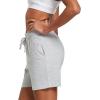 image:imagebaleaf Womens 5 Cotton Lounge Shorts Sweat Athletic with Pockets High Waist Summer CasualLight Gray
