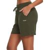 image:imagebaleaf Womens 5 Cotton Lounge Shorts Sweat Athletic with Pockets High Waist Summer CasualOlive