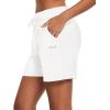 image:imagebaleaf Womens 5 Cotton Lounge Shorts Sweat Athletic with Pockets High Waist Summer CasualWhite