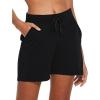 image:imagebaleaf Womens 5 Cotton Lounge Shorts Sweat Athletic with Pockets High Waist Summer CasualBlack
